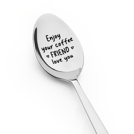 Best Friend Friendship Gifts for Bestie Bff Birthday Graduation Gifts for Best Friend Coffee Espresso Spoon for Coffee Lovers Gifts for Women Men Friends Enjoy Your Coffee Friend Spoon