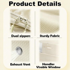 Comforter Storage Bag, Ultra Space Saving Self Compression Organizer, Large Capacity 3-Layer Blanket Storage Bags 2PCS (Beige X-Large)