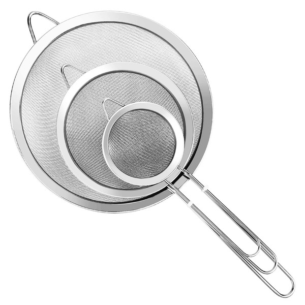 YLYL 3 Pcs Super Wire Extra Fine Mesh Strainer with