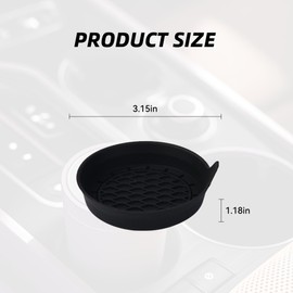 Tioollev 4PCS Car Cup Holder Coaster, Silicone Non-Slip Vehicle Cup Holder Insert Pads, Automotive Interior Insulation Drink Cup Mats Decor Accessories, Universal for SUV, Sedan, Truck (Black)