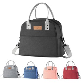 Zxglxinyao Lunch Bag for Women Men, Lunch Tote Bags, Reusable Cooler Food Container, Insulated Lunch Box with High Capacity for Work Travel Picnic Office Outdoor，Black