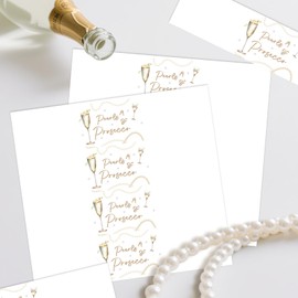Diartpaint 32pcs Pearls and Champagne Bridal Shower Party Decoration Pearls Water Bottle Labels for Bachelorette Engagement Floral Champagnes Waterproof Water Bottle Wrap Sticker Wedding Party Supply