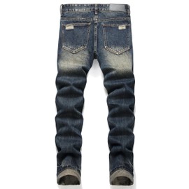 AITITIA Men's Ripped Regular Fit Jeans (28, 3005 Blue)
