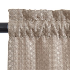 TOPICK Net Curtain, Bistro Curtain, Opaque, Short Curtain, Waffle Pattern, Thick Privacy Window Curtain for Small Windows, Bathroom, Kitchen, Living Room, Country House, Set of 2, 90 x 60 cm, Brown