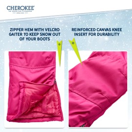 CHEROKEE Kids? Snow Bib ? Boys and Girls Insulated Ski Pants Overalls (4-18), Size 5/6, Berry