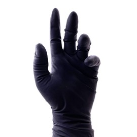 Colortrak Premium Grip Reusable Gloves, 4 Pairs (8 Gloves Total), Powder Free Latex, Durable and Chemical Resistant, Textured for Better Grip, Extra Long Cuff, Washable, Black, Small