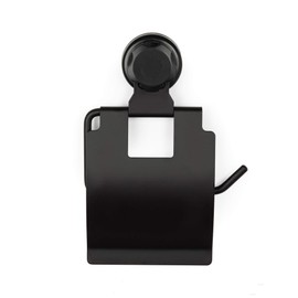 Compactor Toilet Roll Holder, POWDER COATING IRON 24H SUCTION CUP : TPU AND ABS, Black, 14.8 x 3.3 x H.22.5 cm
