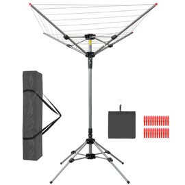 STORAGEIDEAS Umbrella Clothesline Outdoor Heavy Duty, Retractable Rotary Drying Rack 4-Arm 8 Lines 82 Ft Hanging Space, Adjustable Height Clothes Line, Foldable Drying Rack for Backyard Garden