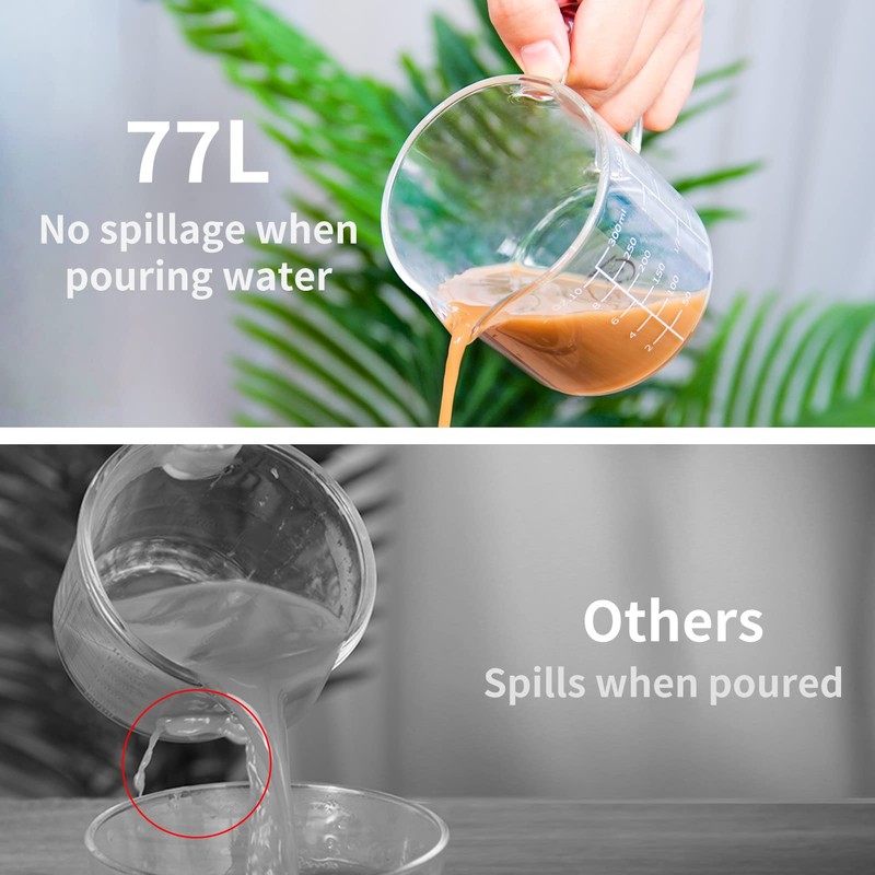 77L Glass Measuring Cup, Clear Liquid Measuring Cup with V-Shaped