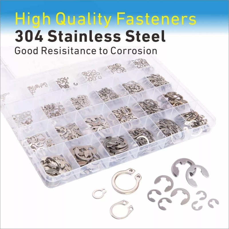 Unbranded 327Pcs Stainless Steel E-Clip Circlip Kit Retaining Ring Assortment