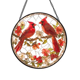 Cardinal Sun Catchers, Cardinal Stained Glass Window Hanging, Red Cardinal Memorial Gifts,Cardinal Gifts for Women, Wife, and Mom (Cardinal)