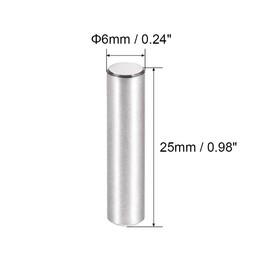 TOP-VIGOR 25Pcs 6mm x 25mm Dowel Pins Shelf Support Pegs, 304 Stainless Steel Cylindrical Shelf Support Pin Fasten Elements Silver Tone
