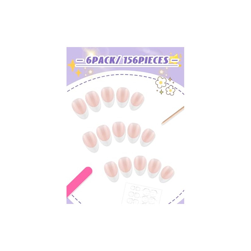 EBANKU 156 puntas de uñas postizas para niñas, uñas cortas