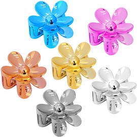 Flower Hair Clips for Women - 6 Colors Summer Matte Daisy Hair Claws, Large Hairpins for Thick Hair Girls (Everyday/Party/Wedding Hair Accessories) (Plating)