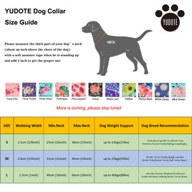 YUDOTE Floral Dog Collar Strong Black Nylon with Soft-to-touch Printed Peony Flower Ribbon for Lively Small Female Dogs Daily Use