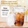 Baderke 100 Sets 16oz Disposable Crystal Clear Plastic Cups With