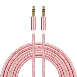 Aux Cable, Aux Cord Lead, 3.5mm Male Stereo Jack To Jack Audio Cable, Nylon Braided Aux Lead For Car, Home Stereos, Headphone, MP3 Player, Smartphone, and Laptop. (Pink)