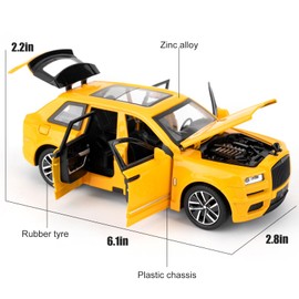 imtfzct 1/32 Rolls-Royce Cullinan Model Car, Toy Car with Sound and Light Function, Children's Toy Model Car with Pull Back Function, Collector's Quality Model Car, Gift for Children (Yellow)