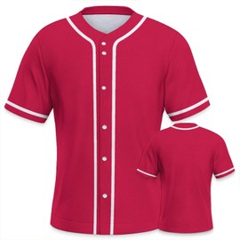 Red Blank Solid Baseball Jersey for Men Women Plain Casual Baseball Short Sleeve Shirts Button Down Team Jersey Hip Hop Sports Uniforms