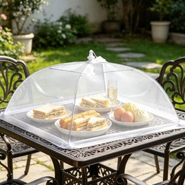 2 Pcs Food Covers Mesh Pop Up,Reusable and Collapsible Food Net Cover White