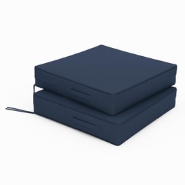 Tounosnt Tounosnt Patio Chair Cushions 22 X 22 X 4 Inch Waterproof Outdoor Seat Cushions for Patio Furniture, Outdoor Sofa Couch Pads with Ties & Handle, Set of 2, Navy Blue