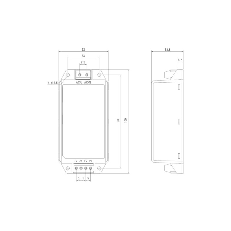 WITTKOWARE IRM-45-24ST Miniature Switching Power Supply with Screw Terminals, Output