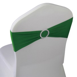 WELMATCH Green Spandex Chair Bands Sashes - 50 pcs Wedding Banquet Party Event Decoration Chair Bows Ties (Green, 50 pcs)