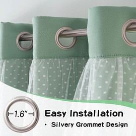 MYSKY HOME Aqua Living Room Curtains 84 Inches Long Thermal Insulated Curtains for Bedroom Dining Room Mix and Match Double Layer Curtains Grommet Spots Sheer Window Drapes 52 x 84 Inch 2 Panels