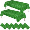 Mixweer 8 Pcs Plastic Grass Tablecloth Green Golf Tablecloth Disposable