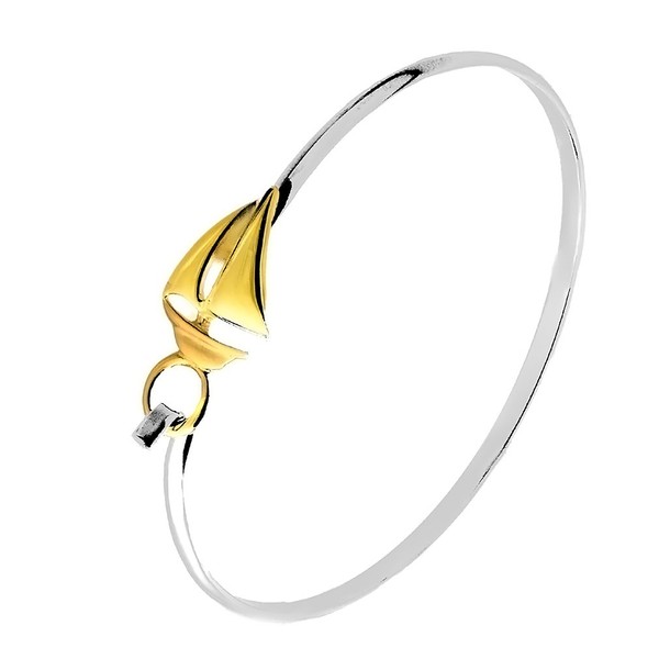 Cape Cod Jewelry-CCJ Sailboat Bracelet Latch Cuff TwoTone 7.0