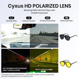 Cyxus Magnetic Glasses, Glasses and Sunglasses, 2-Way Glasses, Teardrop Frame, Clip-On, 5 Interchangeable Lenses, UV Protection, Suit for Driving, Fishing, Golf, Mountain Climbing, Baseball, Skiing,