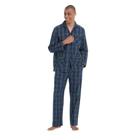 kolipajam Men Cotton Pajama Set For Men 2 Piceces Plaid Comfy Nightwear PJS With Pockets