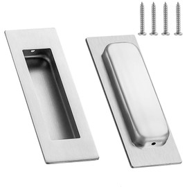 JIANHY 2 Pack Recessed Handle Sliding Door Handle Stainless Steel Flush Door Handles Invisible Thickened Handle Stainless Steel Cabinet Drawer Knob for Kitchen Cupboard