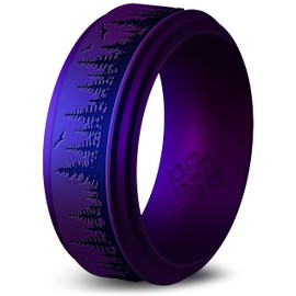 Knot Theory Forest Silicone Ring for Men - Cosmic Purple Size 10, Breathable Comfort Fit 8mm Bandwidth
