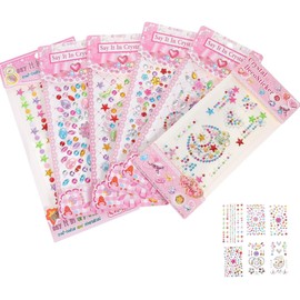 DOITOOL Pegatinas De Diamantes De Imitación Para Niños 6 Hojas De Gemas Faciales Adhesivas Para Cuerpo Y Rostro Accesorios Para Fiesta De Halloween Cosplay Y Festival