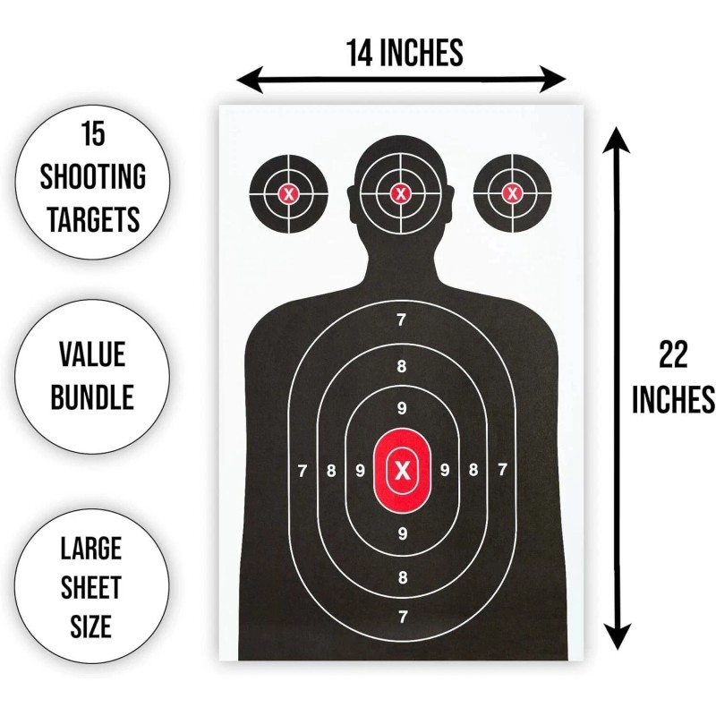 Unbranded 15 Pack Paper Shooting Target for Gun Range, Target