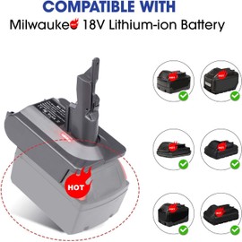 for Dyson V7 Battery Adapter for Milwaukee M18 18V Battery Convert to for Dyson V7 SV11 Animal Cordless Stick Vacuum Cleaner Handheld Vacuum Converter (MIL18V7 Adapter only, No Battery)