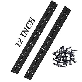 2PCS Black Piano Hinge 12 Inch Stainless Steel Continuous & Piano Hinges Heavy Duty Polished Stainless Piano Hinges for Boat Cabinets Storage Box, 0.04" Leaf Thickness, 1.2" Open Width, Screw Included