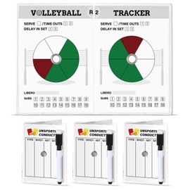 Seenelling 4 Set Volleyball Rotation Trackers Portable Volleyball Rotation Wheel Clipboard with Dry Erase Marker and Eraser Tip for Strategy Techniques Officials Referees and Coaches