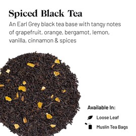 Kusmi Tea Prince V - 20 Muslin Tea Bags - Organic Earl Grey Black Tea with Orange - Flavored with Citrus, Cinnamon, Bergamot, Vanilla & Spices