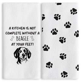 TNUW Funny Beagle Dog Paw Gifts Kitchen Towels 16X24In Set of 2, Beagle Gifts for Women Beagle Lovers, Dog Kitchen Hand Towels, Dog Decorative Hand Tea Dish Towels for Kitchen Bathroom Home Decor