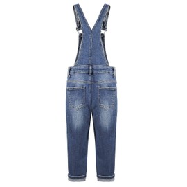 KIDSCOOL SPACE Girls Slim Washed Fashion Soft Denim Jeans Overalls,Deep Blue,5-6 Years