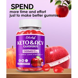 Keto ACV Gummies with B12 B6 – 1500 mg Apple Cider Vinegar Supplement with Pomegranate and Beet Juice, Vegan & Gluten-Free, 300 Gummies for Men & Women