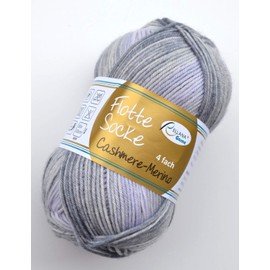 Rellana Flotte Socke Cashmere Merino Colour 1322 – Grey, 50 g Soft Sock Wool with Cashmere and Merino Wool for Knitting and Crocheting