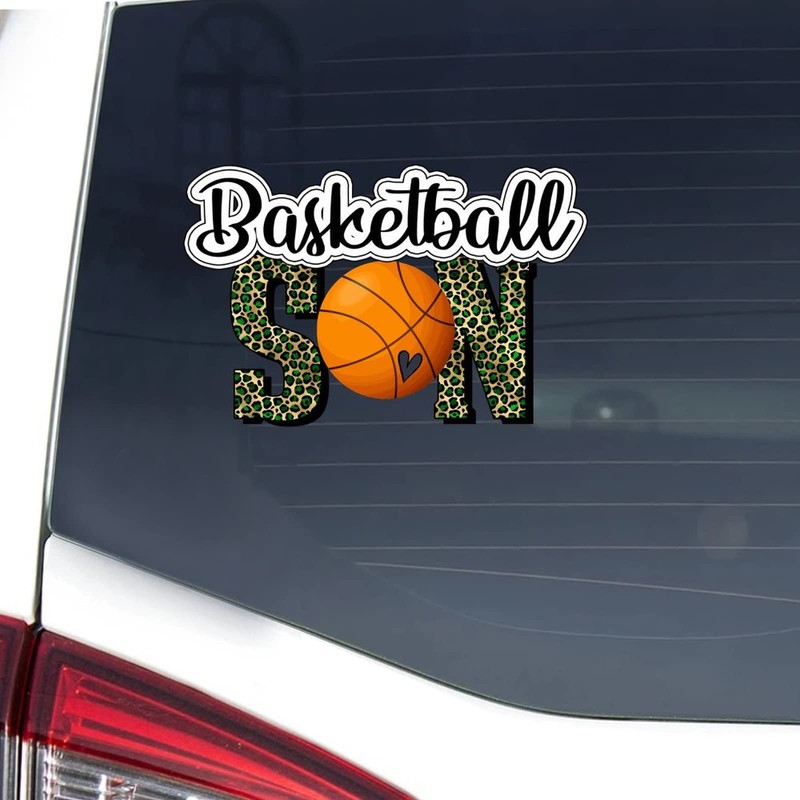 Football Son Sticker, Leopard Print Basketball Vinly Decal for Cars