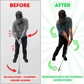 Anti-Flip Stick® Golf Swing Training Aid | Kid & Ladies Grips | Teaches Proper Impact & Swing Plane | Golf Swing Trainer | Golf Chipping Practice Aid (Blue, 14" Length - Cap Inner Diameter 0.94")