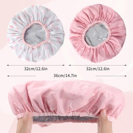 Pack of 2 Deep Conditioning Hair Cap, Double Layer, Deep Care Cap, Large Heat Cap, Hair Cap for Oil Treatment, Shower Cap, Women's Waterproof Steam Cap, Ideal for Long Thick Hair and Braids