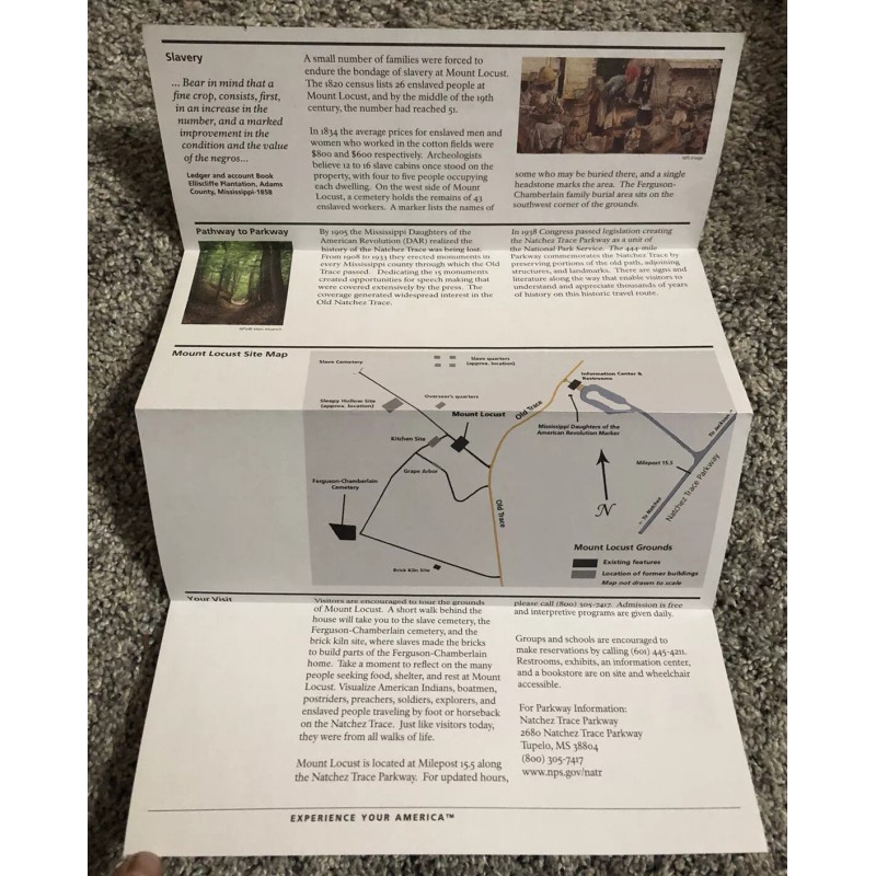 Natchez Trace Parkway Mount Locust Inn National Park Unigrid Brochure