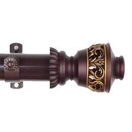 A&F Rod Decor - Filagree Curtain Rod Set 165-215 inch, 1.5" OD - Cocoa