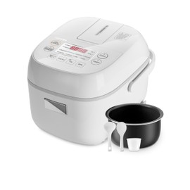 Toshiba Mini Rice Cooker, 3 Cups Uncooked Small Rice Cooker, Steamer & Warmer, With Fuzzy Logic And One-Touch Cooking, 24 Hour Delay Timer And Auto Keep Warm Feature, White